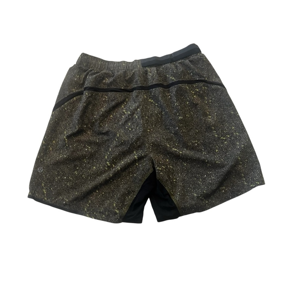 Lululemon Surge Lined Stretch Waist Green Speckled Shorts - Picture 3 of 4